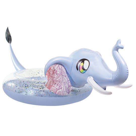 PoolCandy Glitterfied® Elephant Jumbo Pool Tube with Drink Float